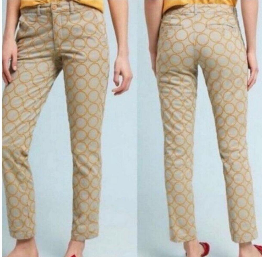 Chino by Anthropologie Womens 29 Blue Yellow Straight Leg Pants Boho Casual